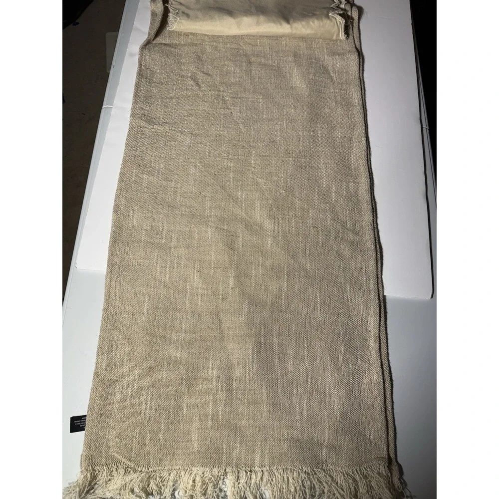 Tahari Set Of 2 Table Runners Neutrals/golds Embroidered 14
